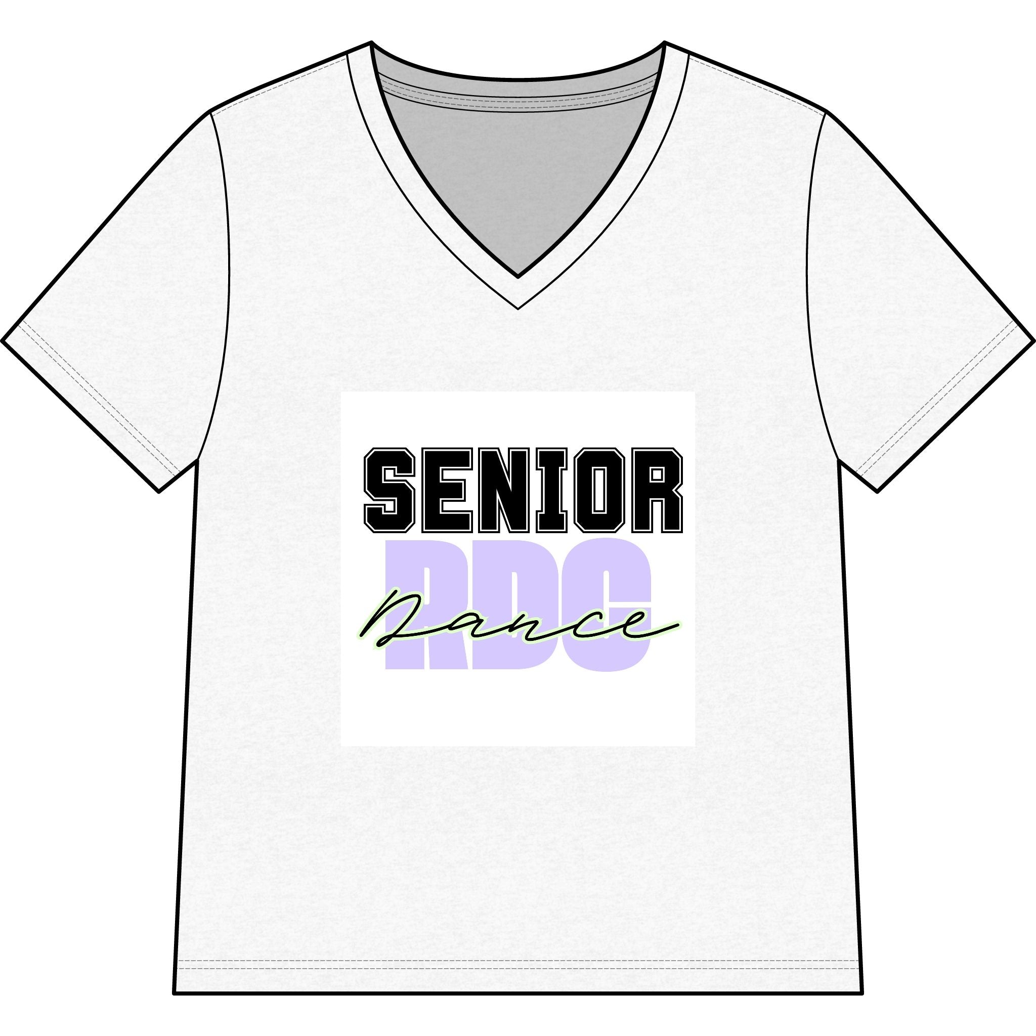 Senior Dance V-Neck Tee — Personalized Name & Number Dance Team Shirt